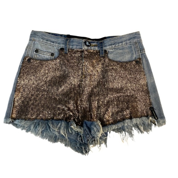 Rare One Teaspoon Sequin Romeos Jean Shorts - Picture 3 of 9